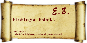 Eichinger Babett névjegykártya
